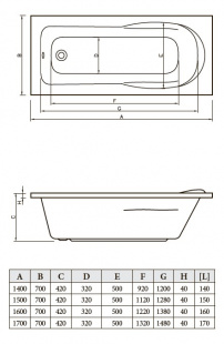 Ванна акриловая Bonito Home Malva 150x70 (BH-MA-204-150/St) с ножками